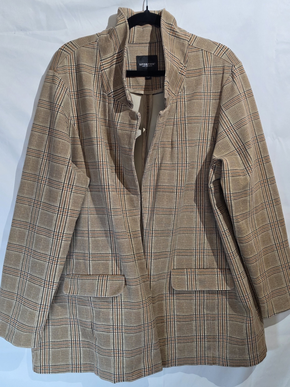 Liverpool Los Angeles Glen Plaid Boyfriend Blazer in Dijon Gold/Brown
